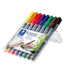 Staedtler 314 Lumocolor Permanent Pens Broad 2.5mm Assorted Colours Wallet Of 8