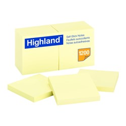 PAPER NOTES HIGHLAND 76 X 76 YELLOW 6549 PACK OF 12