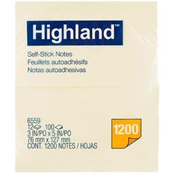 HIGHLAND 6559 NOTES YELLOW 76 X 127MM PKT OF 12