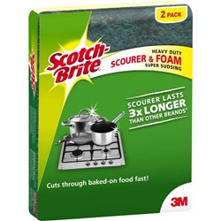 SCOTCH-BRITE H/DUTY SCOURER SPONGE 2 PACK