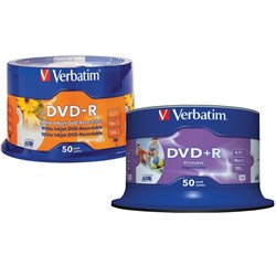 VERBATIM DVD-R 4.7GB WHITE PRINTABLE 50 PK