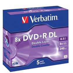 VERBATIM DVD+R DL 8.5GB 8X DUAL LAYER JEWEL DISCONTINUED