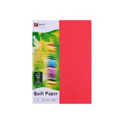 QUILL A4 XL MULTIOFFICE PAPER 80gsm RED 90060 PACK 100 SHEETS