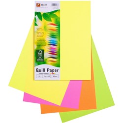 QUILL A4 XL MULTIOFFICE PAPER 80gsm Assorted Fluoro pack 100 sheets