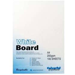 CUMBERLAND COLOURFUL 200GSM CARDBOARD A4 WHITE PK100