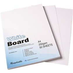 COLOURFUL CARDBOARD WHITE BOARD A4 250GSM -50sht WB004A4