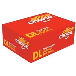 ENVELOPES OFFICE CHOICE DL PLAIN 500 BX PREMIUM PLAINFACE 603211OC  BOX OF 500