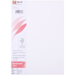 QUILL A4 PARCHMENT PAPER 90GSM WHITE  IVORY PACK 100