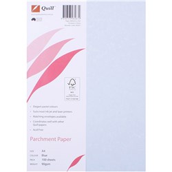 QUILL A4 PARCHMENT PAPER 90GSM BLUE PACK 100 06267