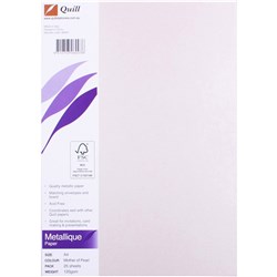 QUILL A4 METALLIQUE PAPER 25PK 120gsm Mother of Pearl 06003