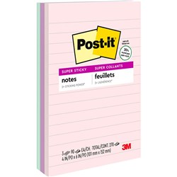 POST-IT 660-3SSNRP NOTES SUPER STICKY BALI COLLECTION 101 X 152MM LINED PACK OF 3