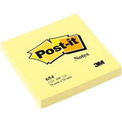 3M POST IT NOTES 654 76X76 YELLOW 70070080877 Pad of 100 sheets