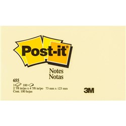 POST-IT 655 NOTES ORIGINAL 100Shts 73x123mm Yellow