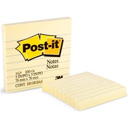 630 POST -IT NOTE RULED YELLOW 76MM X 76MM