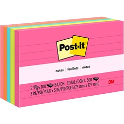 635-5AN POST-IT LINED NOTE- FIVE PAD ASSORTMENT PACK OF  76x127mm