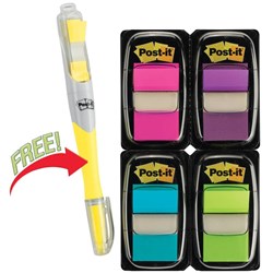 POST-IT 680-PPBGVA FLAGS Value Pk 50x 4 colour highligh bonus highlighter