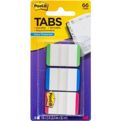 POST IT DURABLE FILING TABS 686L-GBR ASSTD GREEN BLUE RED.PACK OF 66