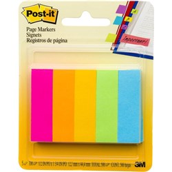 POST-IT PAGE MARKERS 670-5AN 13 X 45MM NEON ASSORTED COLOURS PK 5