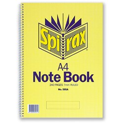 NOTEBOOK SPIRAX 595A 240 PAGE 297X210MM SIDE BOUND