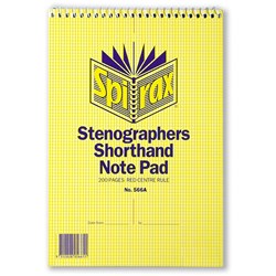 NOTEBOOK SPIRAX 566A STENOGRAPHER 200P TOP BOUND 225 X 152 CVC