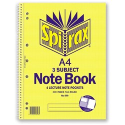 NOTEBOOK SPIRAX 599 3 SUBJECT A4 SB 300PAGE