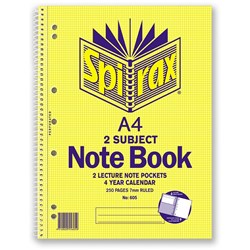 NOTEBOOK SPIRAX 605 2 SUBJECT A4 SB 250 PAGE