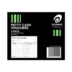 OLYMPIC PETTY CASH VOUCHERS 50LF 100 X 120 MM   ***  xxxx pkt 5