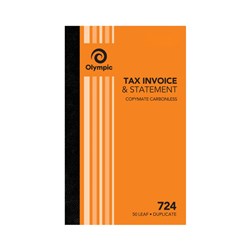 OLYMPIC TAX INV STAT BOOK 724 C/LESS D* 200 X 125