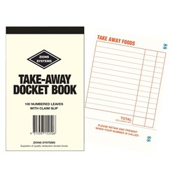 ZIONS TAKE AWAY DOCKET BOOK TA NUMBERED 100 LEAVES WITH CLAIM SLIPS