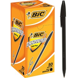 BIC ECONOMY BALLPOINT 50 BLK MEDIUM BLACK box 50