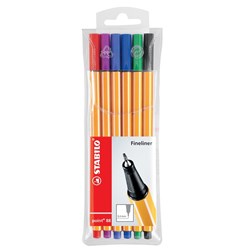 STABILO POINT 88 FINELINER ASSORTED WALLET 6