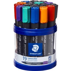 STAEDTLER 352 PERMANENT MARKER Lumocolor Assorted CUP OF 19 MARKERS