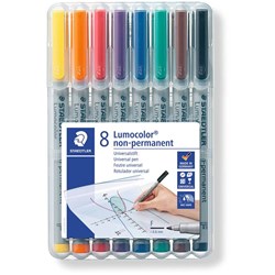 STAEDTLER 316 LUMOCOLOR OHP PENS WATER SOLUBLE FINE 0.6mm 8 Assorted