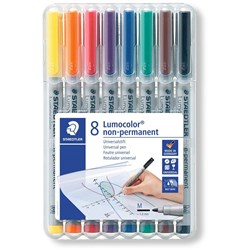 STAEDTLER 315 LUMOCOLOR OHP PENS WATER SOLUBLE MEDIUM 0.8-1.0mm 8 As