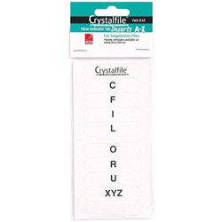CRYSTALFILE INDICATOR TAB A-Z INSERTS (NEW STYLE) WHITE PK60 ROUND