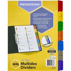 MARBIG MULTIDEX DIVIDERS A4 14 Tab White LIMITED STOCK