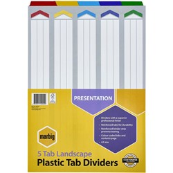 MARBIG COLOURED DIVIDERS A3 1-5Tab Board L/Scape Asst