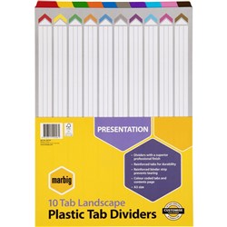 MARBIG COLOURED DIVIDERS A3 1-10 Tab Board L/Scape Asst
