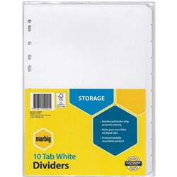 MARBIG WHITE DIVIDERS 10 TAB A4 MANILLA    0001272   37400F
