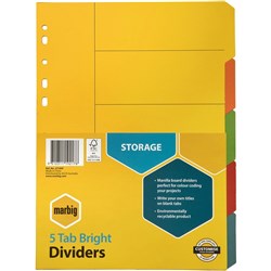 MARBIG MANILLA BRIGHT A4 5 TAB DIVIDER