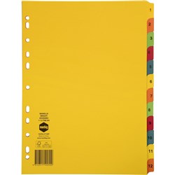DIVIDERS A4 1-12 TAB MANILLA BRIGHT DIVIDERS A4 1-12 TAB MANILLA 37160F
