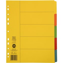 DIVIDERS A4 5 TAB MAN BRIGHTS EXTRA WIDE  A4 5 TAB 37180F