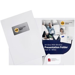 MARBIG PRESENTATION FOLDERS Pro Series A4 Window Gloss PACK 10