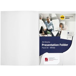 MARBIG PRESENTATION FOLDERS Pro Series A4 Matt White BOX 50