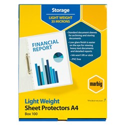 MARBIG COPYSAFE SHEET BOX 100 PROTECTORS ECONOMY BOX 100 25150