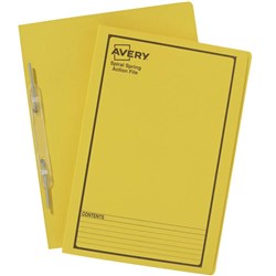 AVERY SPIRAL SPRING ACTION FILES YELLOW PRINTED BLACK