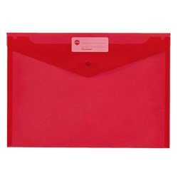 MARBIG A4 PP WALLET RED PRESS STUD push button style