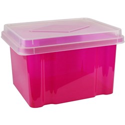 ITALPLAST STORAGE BOX 32 PINK Litre Tinted Pink,Clr Lid 450 (L) x 360 (W) x 285 (H)