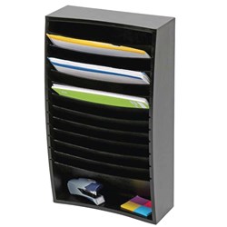 MARBIG WOODEN DESKTOP ANGLED SORTER 12 TIER BLACK