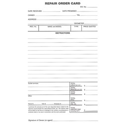 ZIONS REPAIR ORDER CARDS ROC 125 x 205mm PACK OF 250